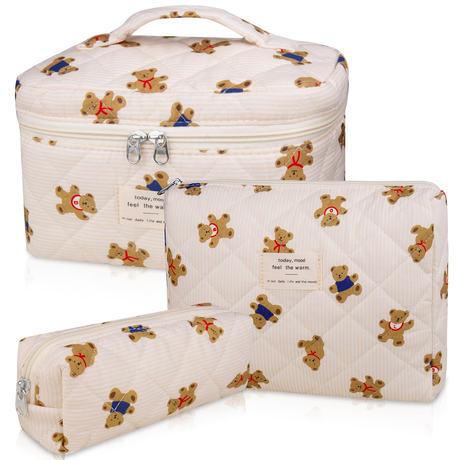 Gosect 3PC makeup bag set with floral pattern for easy travel organization.