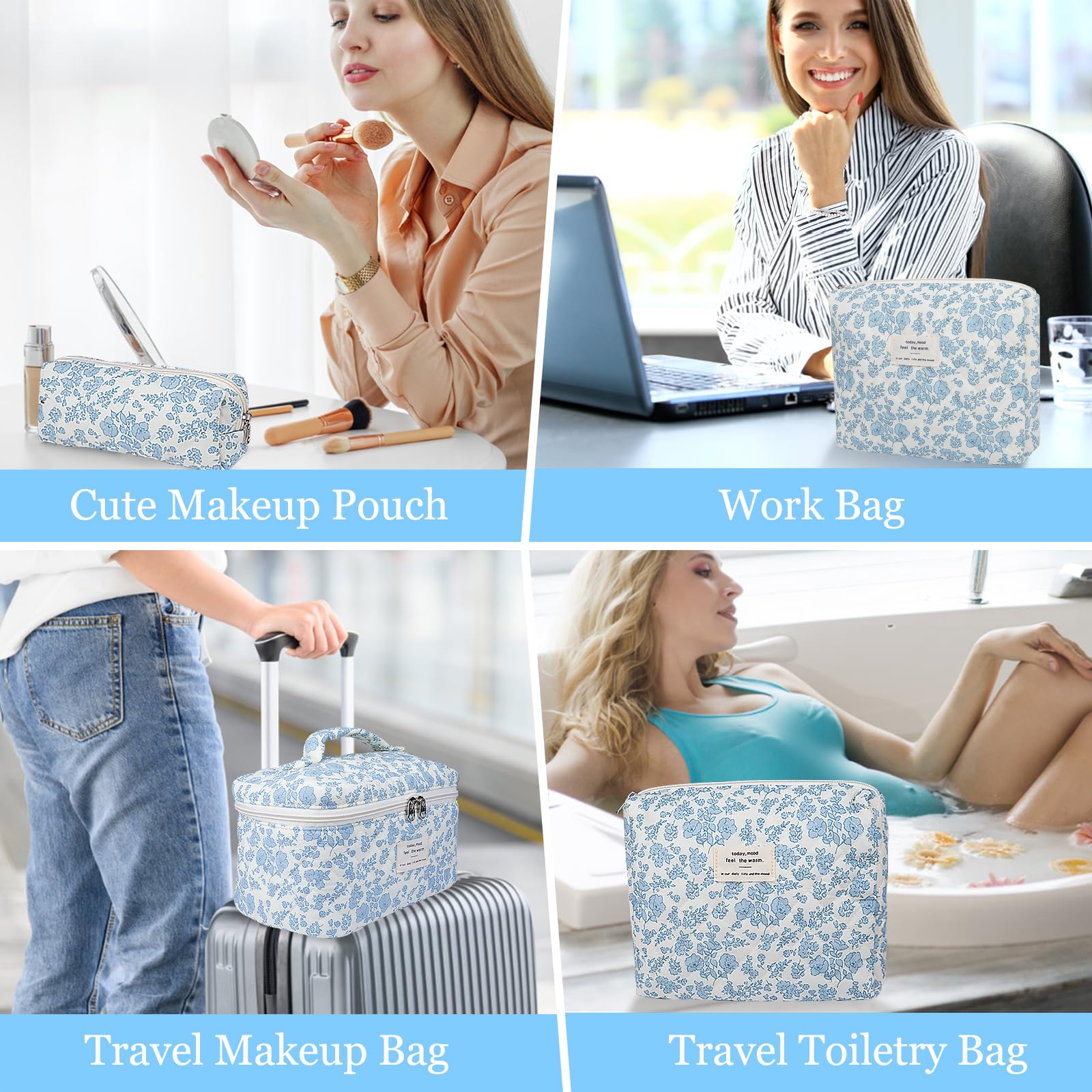 Gosect gold-plated zipper design adds smooth opening for quick makeup access