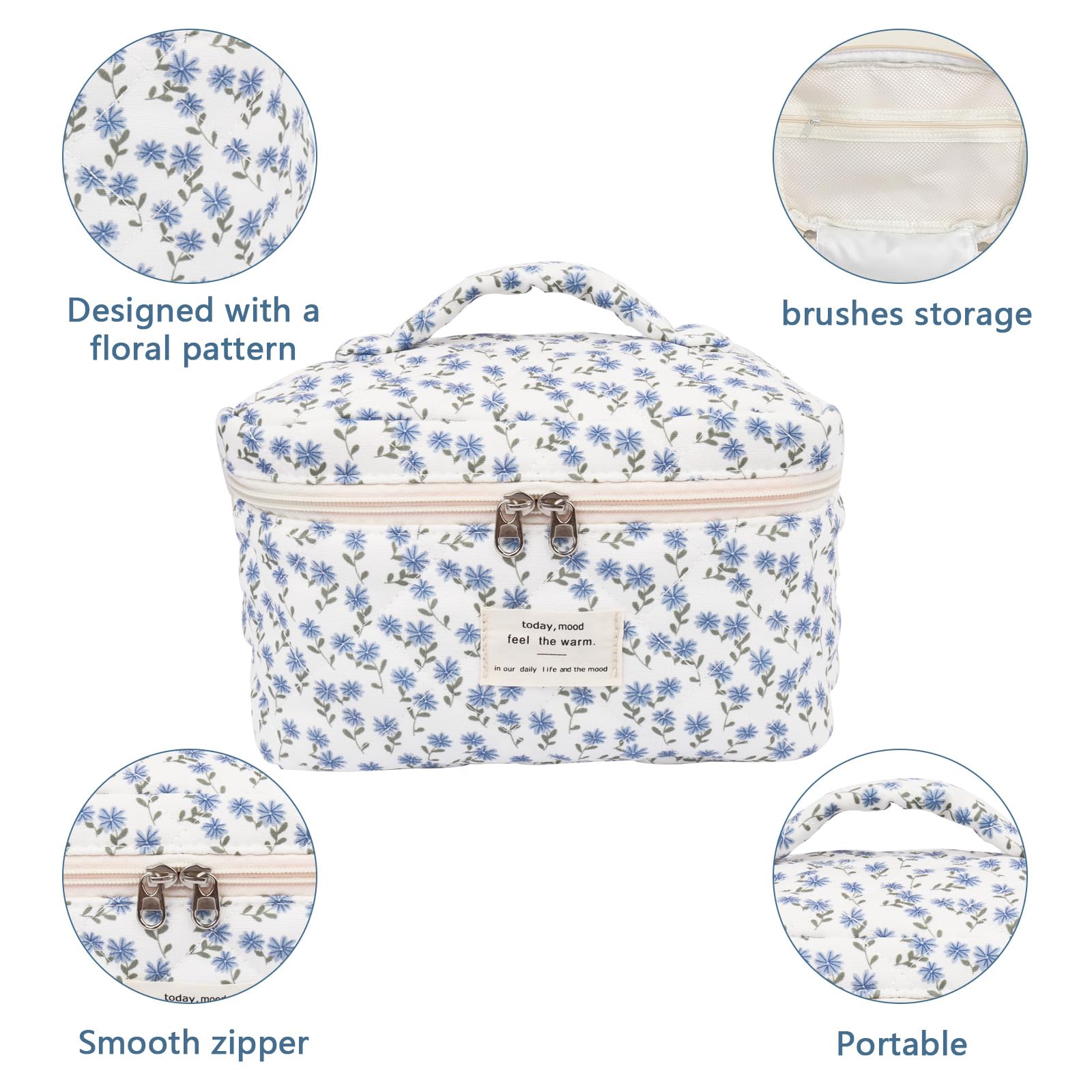Gosect blue peacock flower bag folded for compact travel