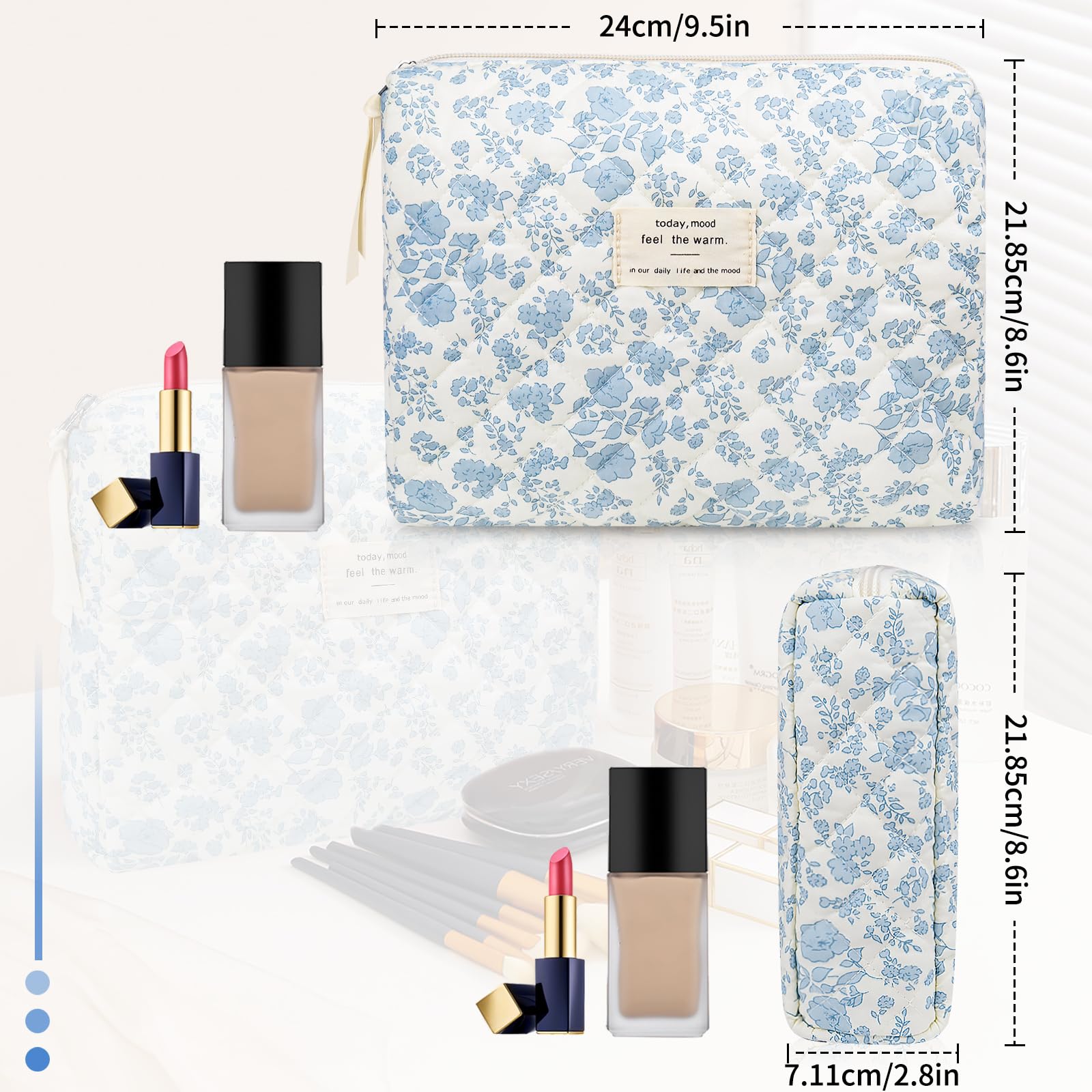 Gosect cotton makeup bag large compartment for travel essentials and brushes.