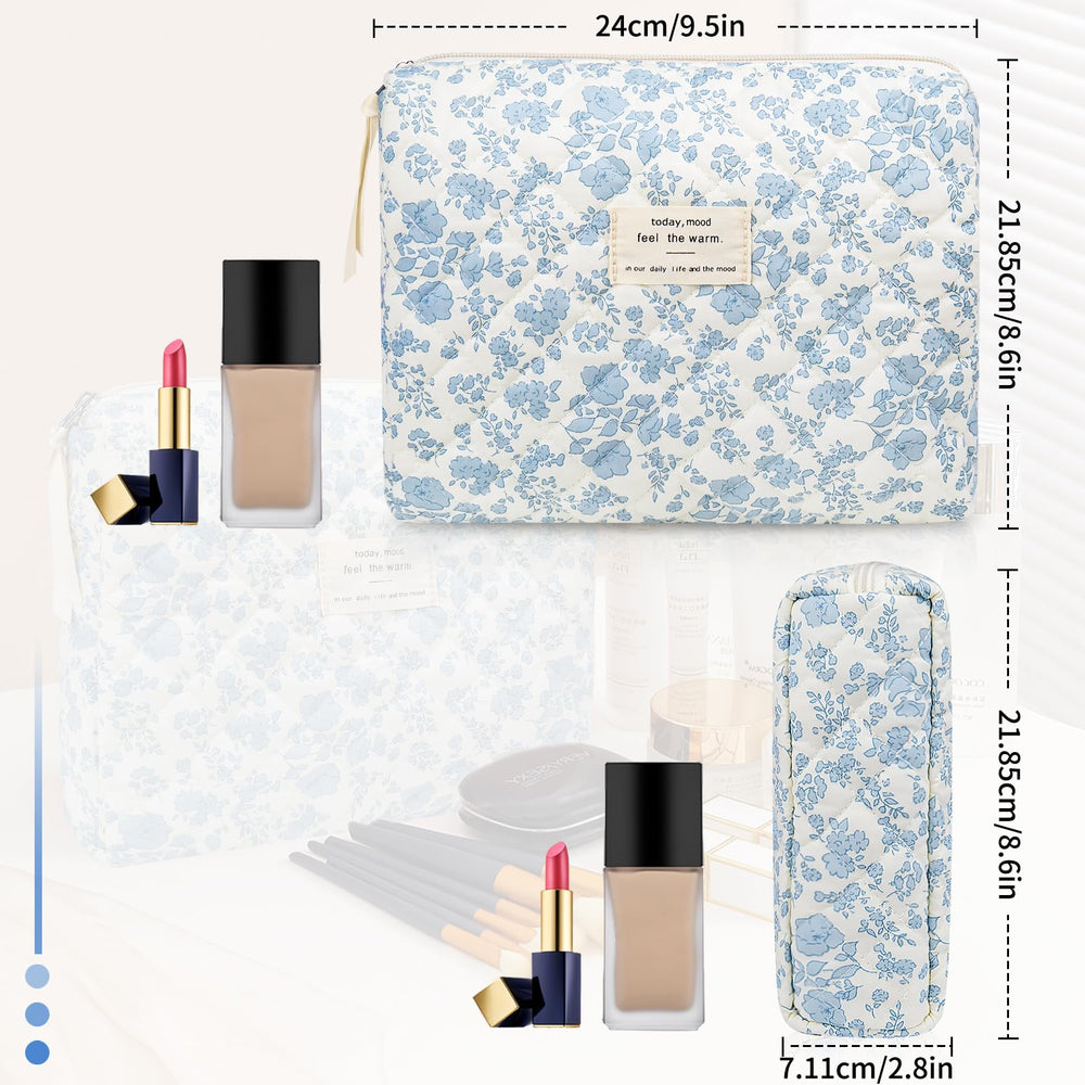Gosect cotton makeup bag large compartment for travel essentials and brushes.