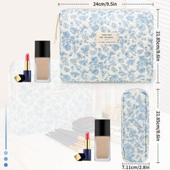 Gosect cotton makeup bag large compartment for travel essentials and brushes.