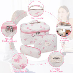 Gosect cotton quilted makeup bag closeup with gold-plated zipper detail