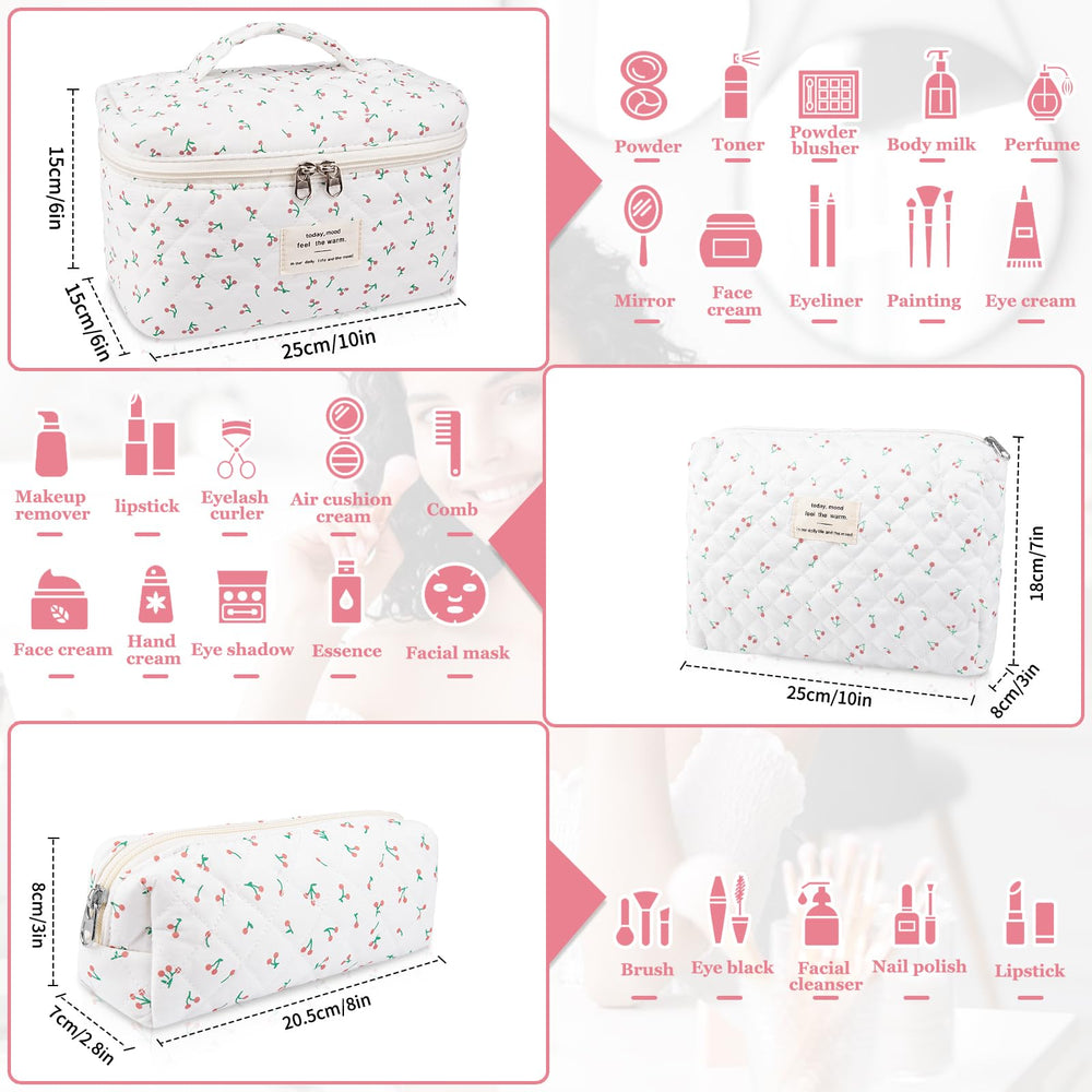 Gosect cotton travel toiletry bag in white emphasizes easy cleaning and travel-friendly design.
