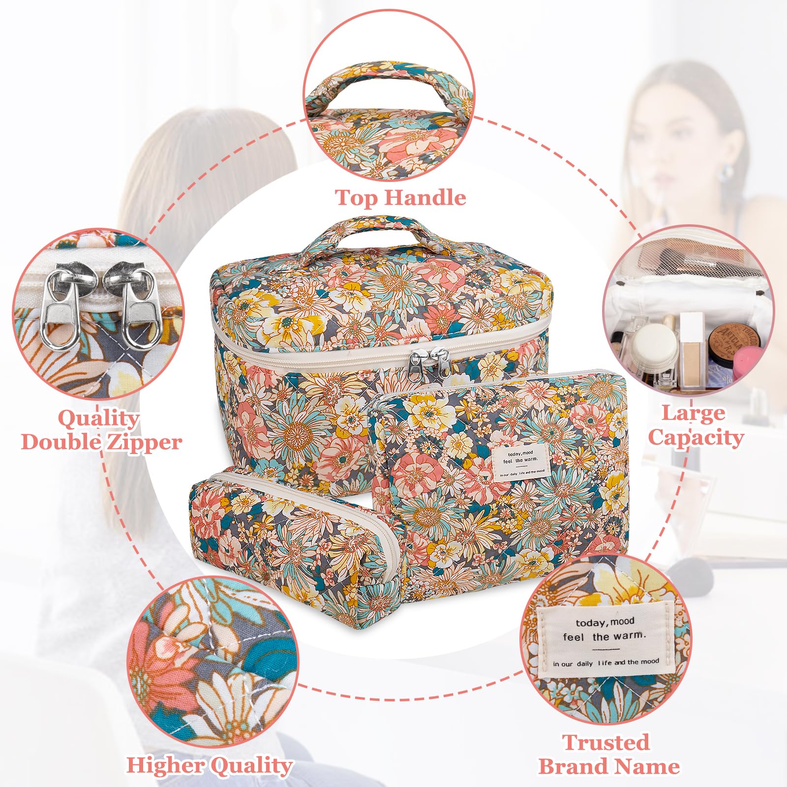 Gosect floral pattern bag serves as versatile makeup and skincare organizer