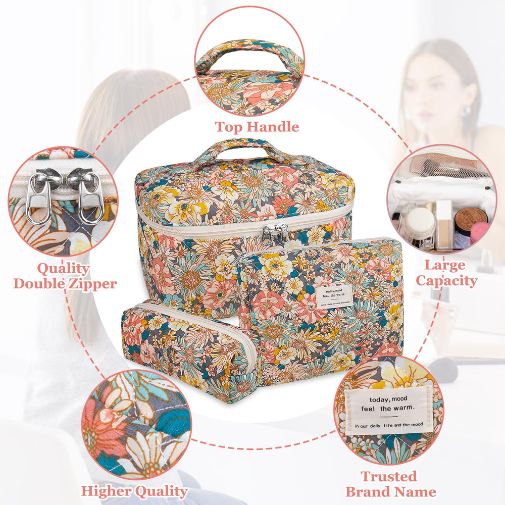 Gosect floral pattern bag serves as versatile makeup and skincare organizer
