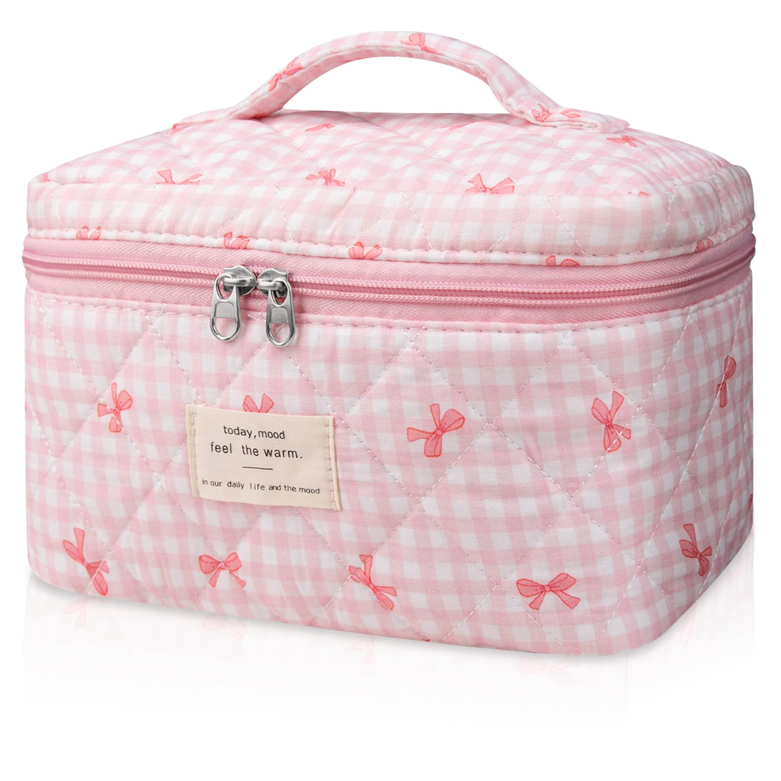 Gosect large makeup bag with floral pattern offers stylish storage for cosmetics on the go.