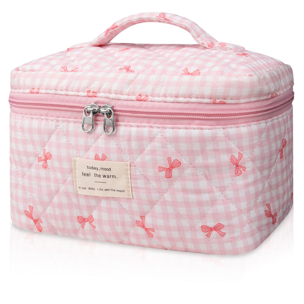 Gosect large makeup bag with floral pattern offers stylish storage for cosmetics on the go.