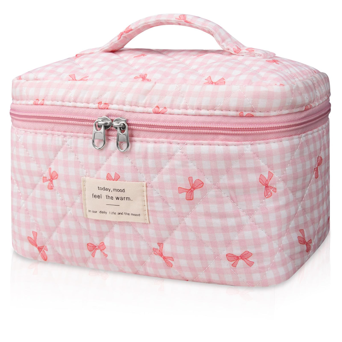 Gosect large makeup bag with floral pattern offers stylish storage for cosmetics on the go.