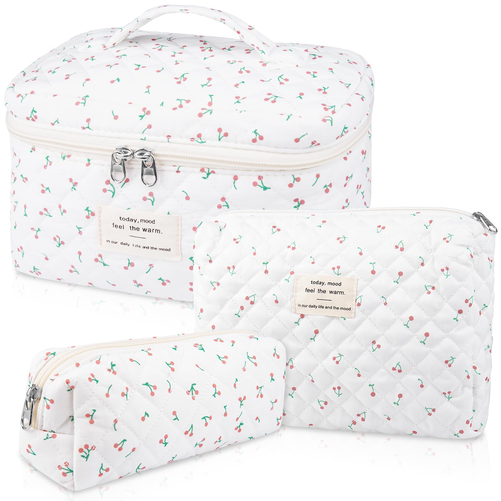 Gosect large makeup bag set shows roomy compartments for daily cosmetics.