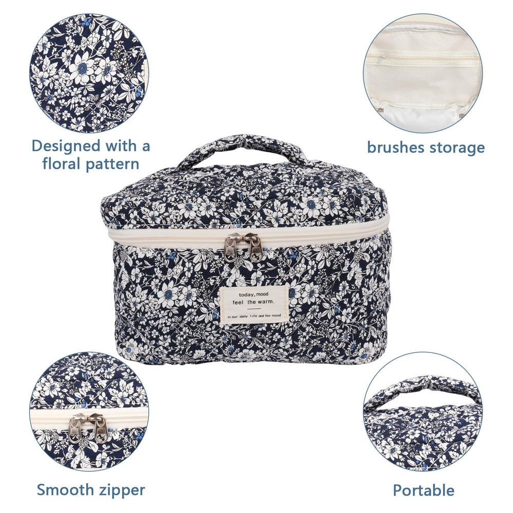 Gosect large makeup bag zip-close for secure storage of lipstick and skincare on trips.