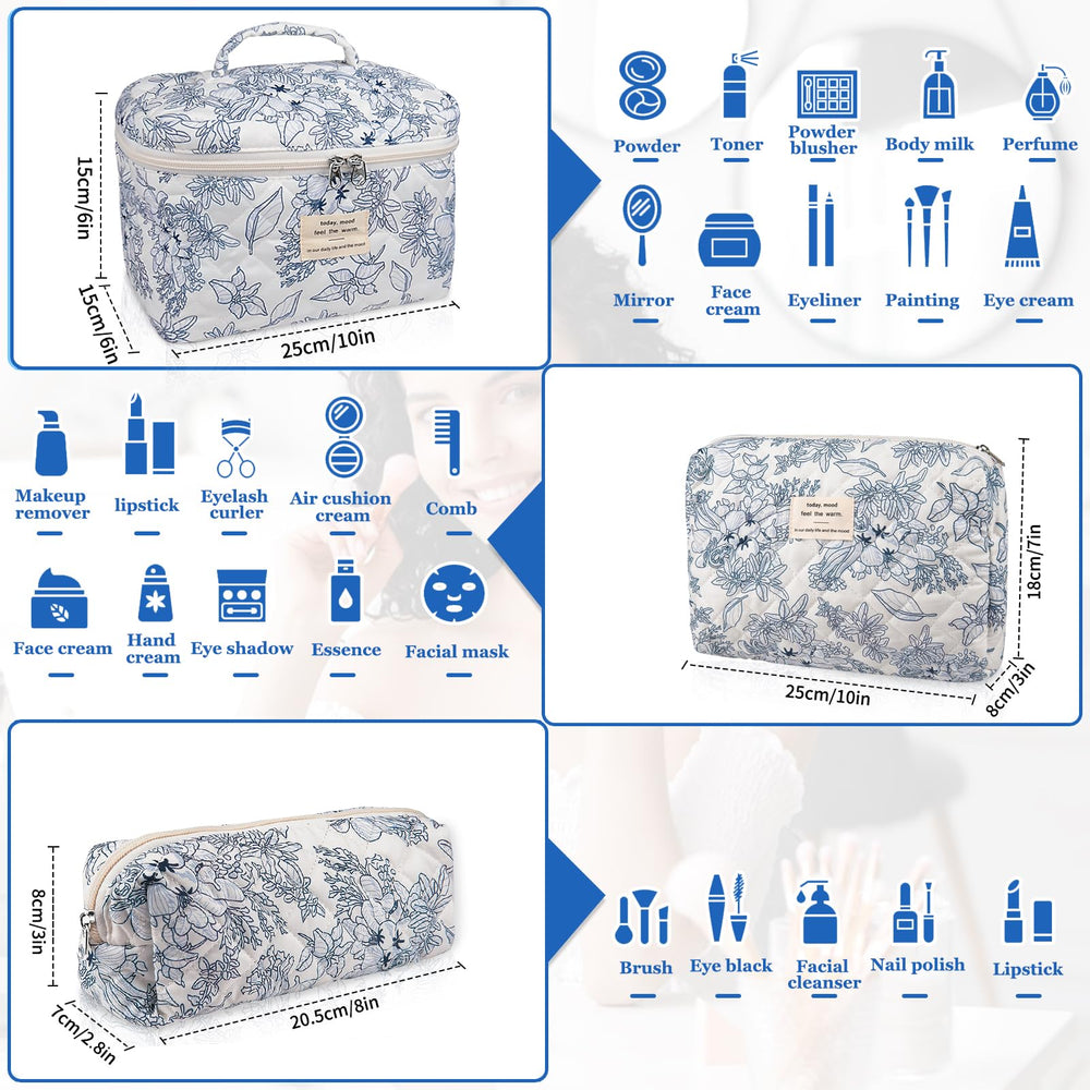 Gosect floral pattern highlights stylish cosmetic storage for events.