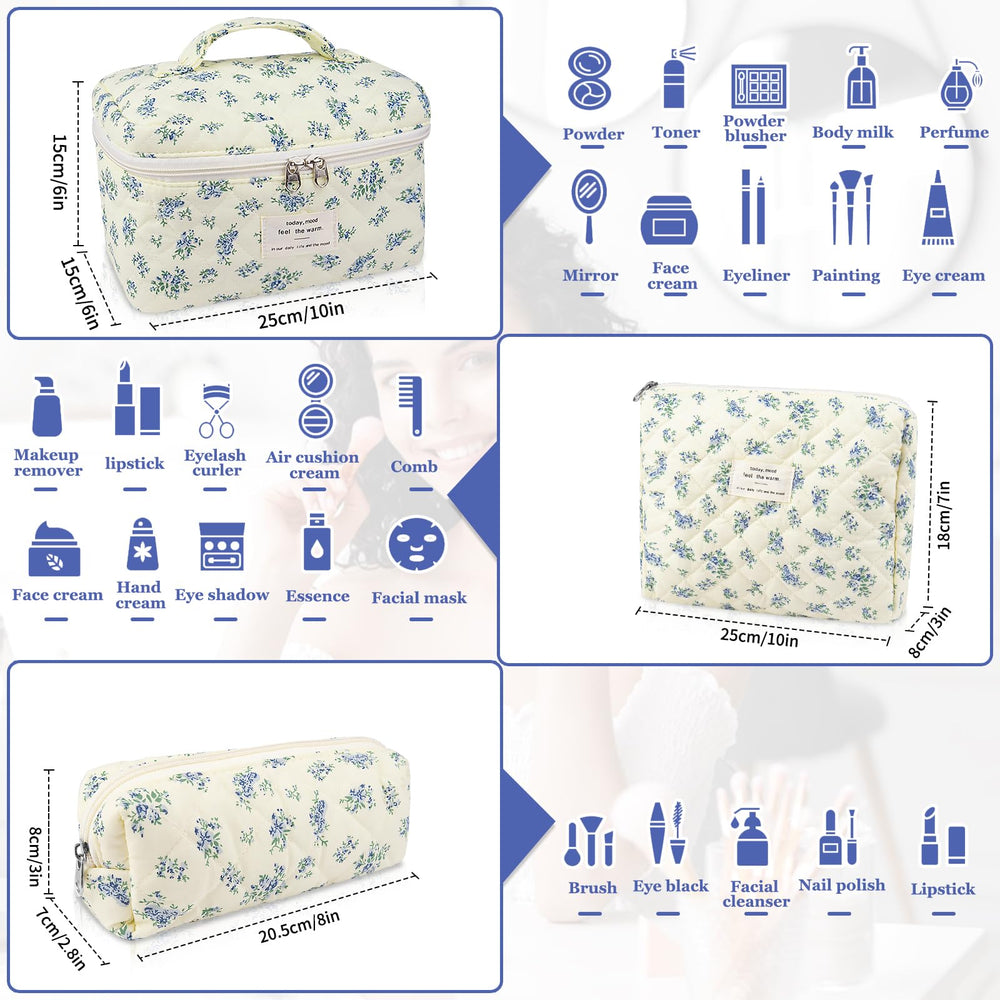 Gosect makeup bag set three sizes big medium small display