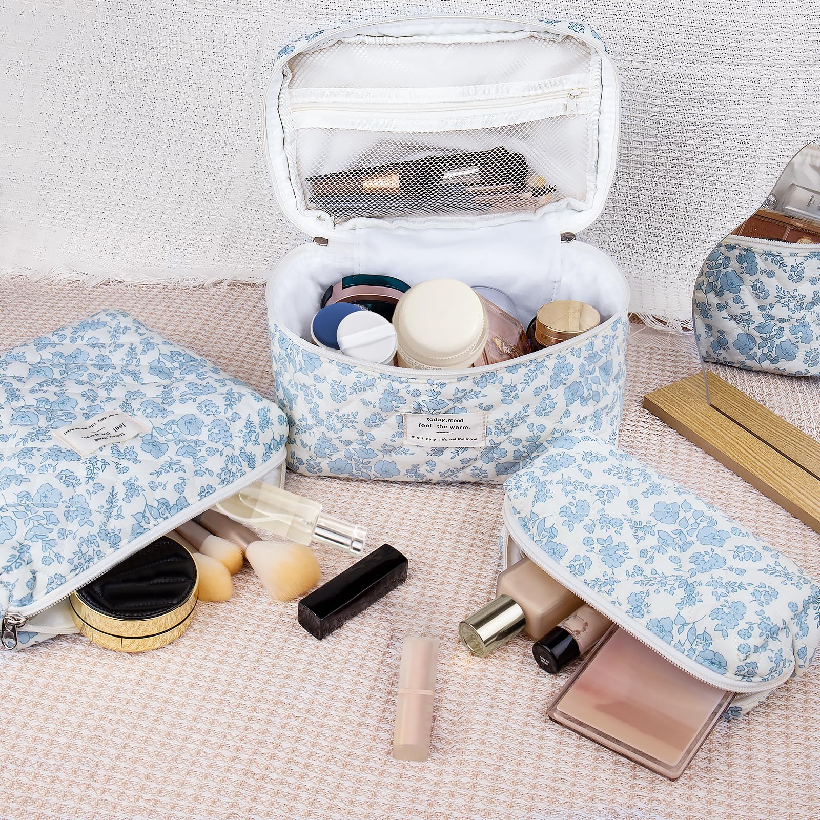 Gosect makeup bag set three sizes organized for toiletries cosmetics and skincare on the go