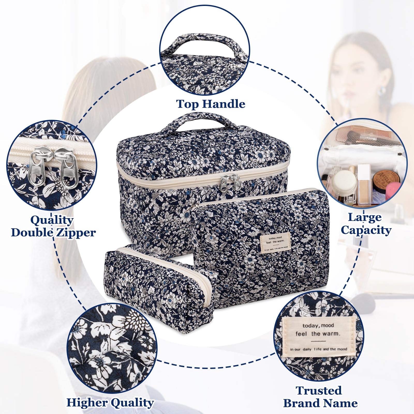 Gosect makeup bag size series - multi-size set keeps items organized