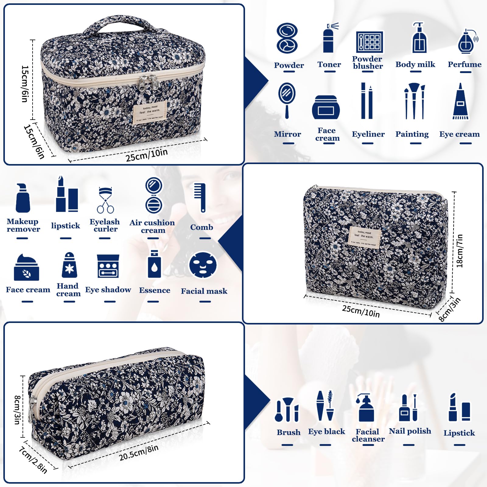 Gosect makeup bag travel toiletry bag with gold zipper - secure travel companion for essentials