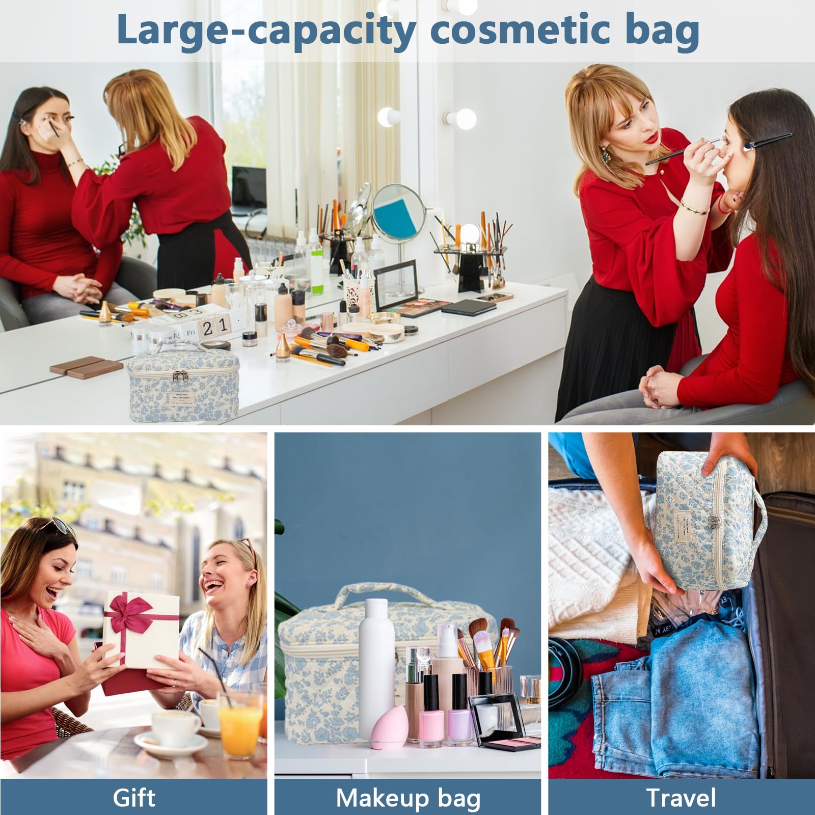Gosect makeup bag supports daily use and travel storage, keeping items organized.