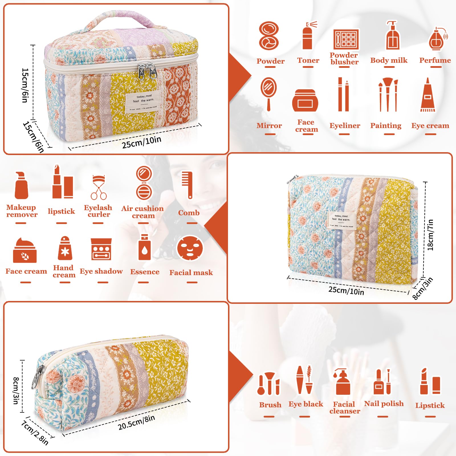 Gosect travel cosmetic organizer with gold zipper ideal for secure toiletries.