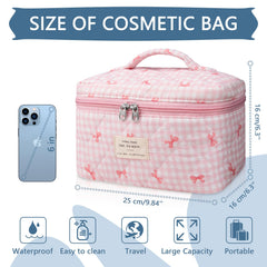 Gosect travel makeup organizer bag keeps toiletries organized while on the road.