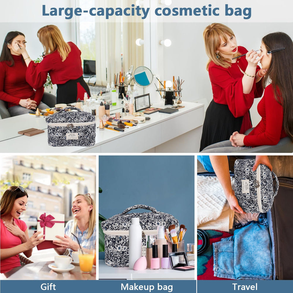 Gosect travel toiletry bag in-use inside a suitcase demonstrating organized packing.