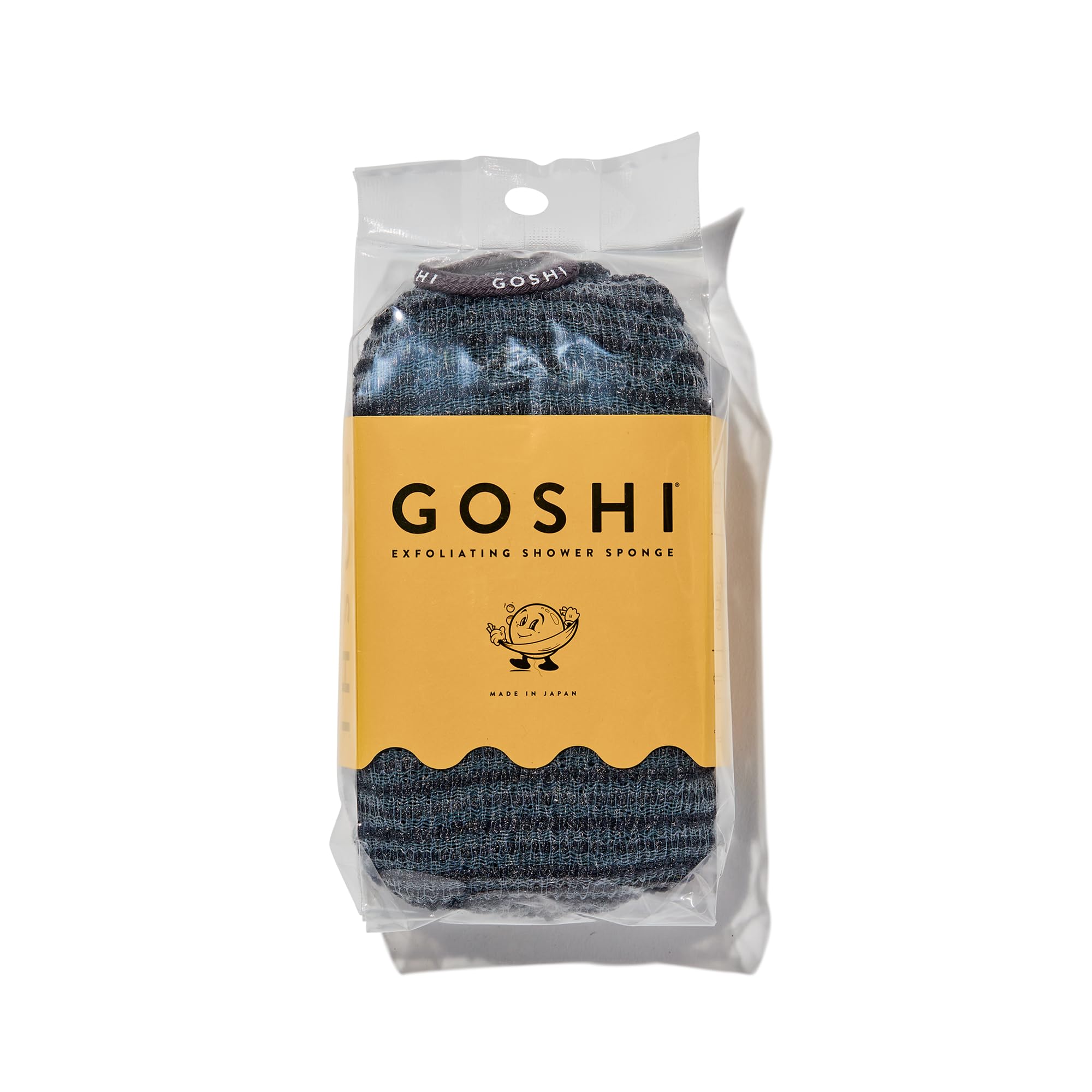 GOSHI exfoliating sponge close-up shows two-thread weave for deep cleansing