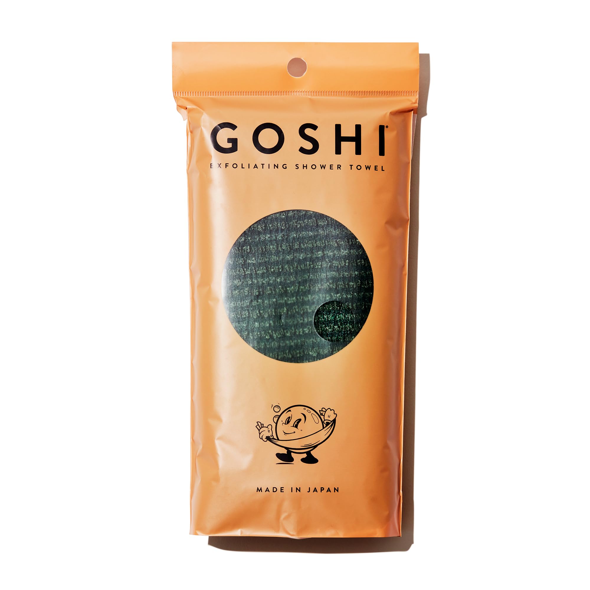 GOSHI Exfoliating Towel front view showcases rip-resistant fabric for thorough cleansing