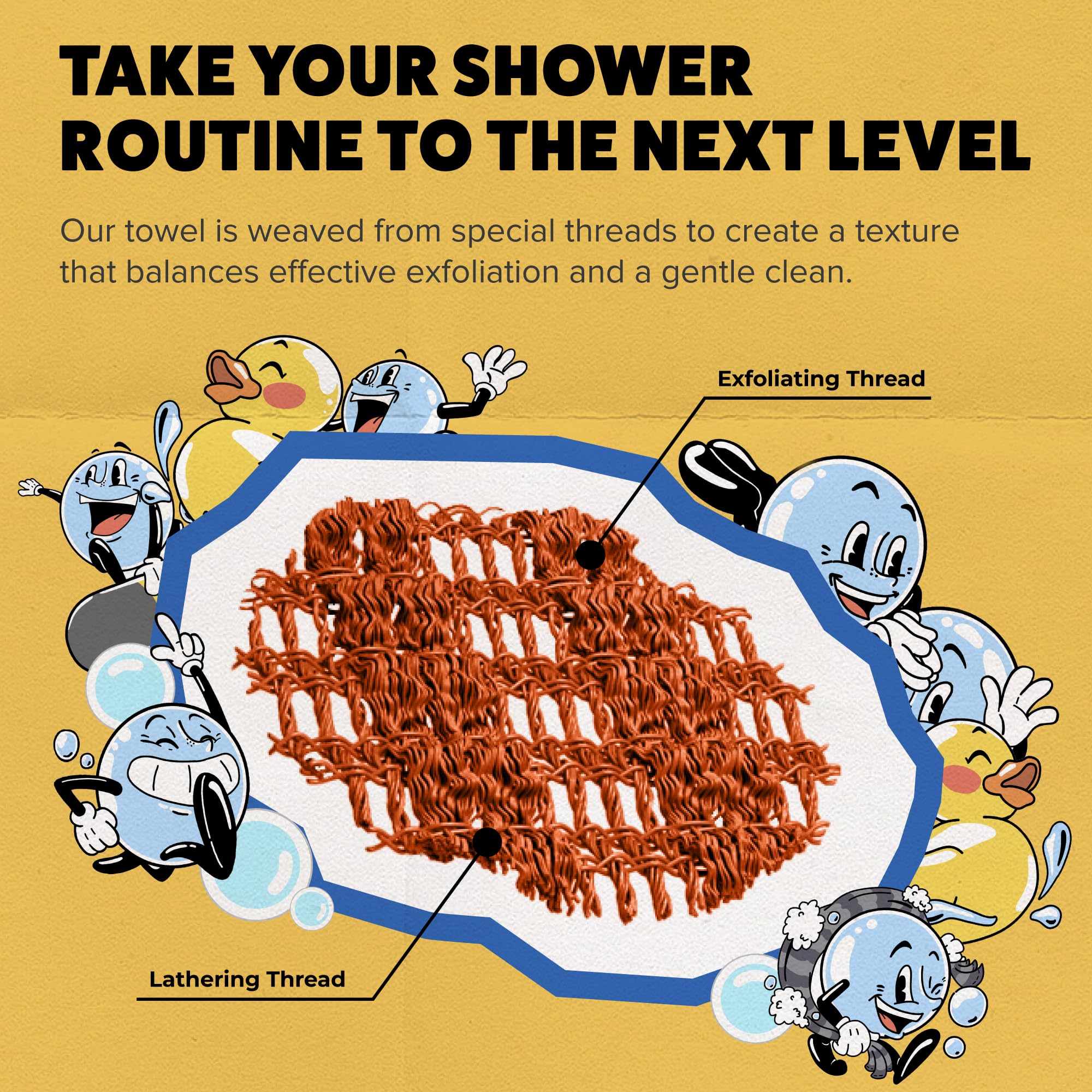 GOSHI towel in bathroom scene suggests quick, thorough shower routine