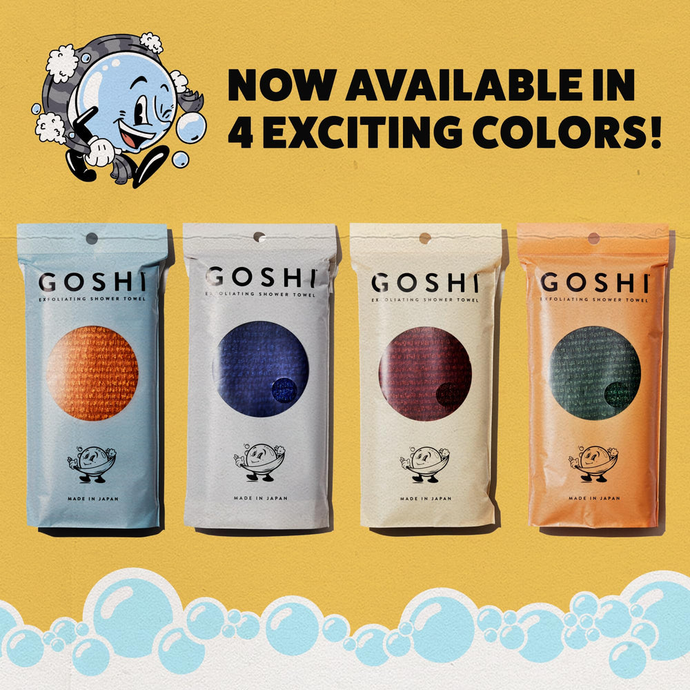 GOSHI Exfoliating Towel close-up texture conveys comfortable use, even on delicate skin.