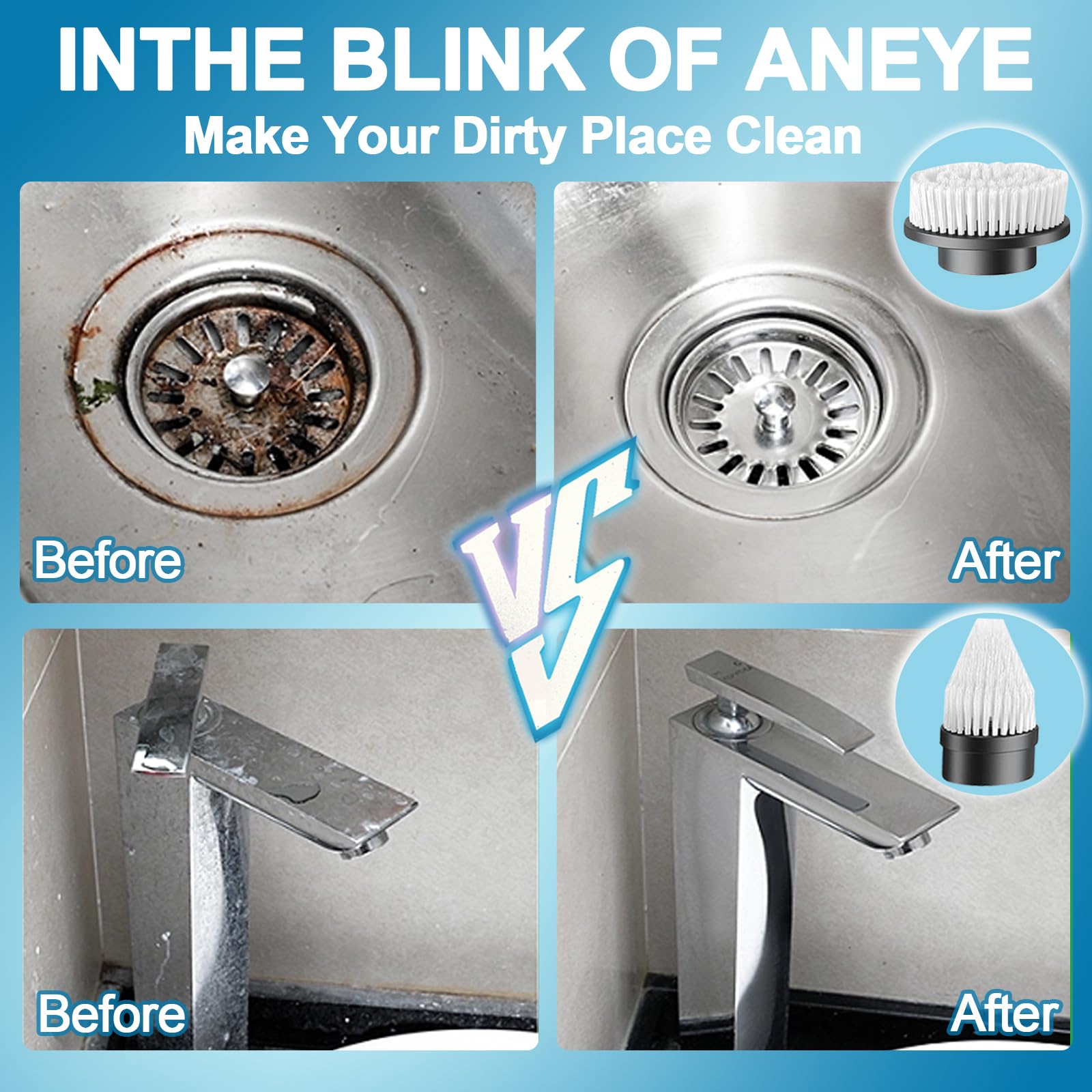 GOSLMYY dome brush cleans curved surfaces like sinks and tiles