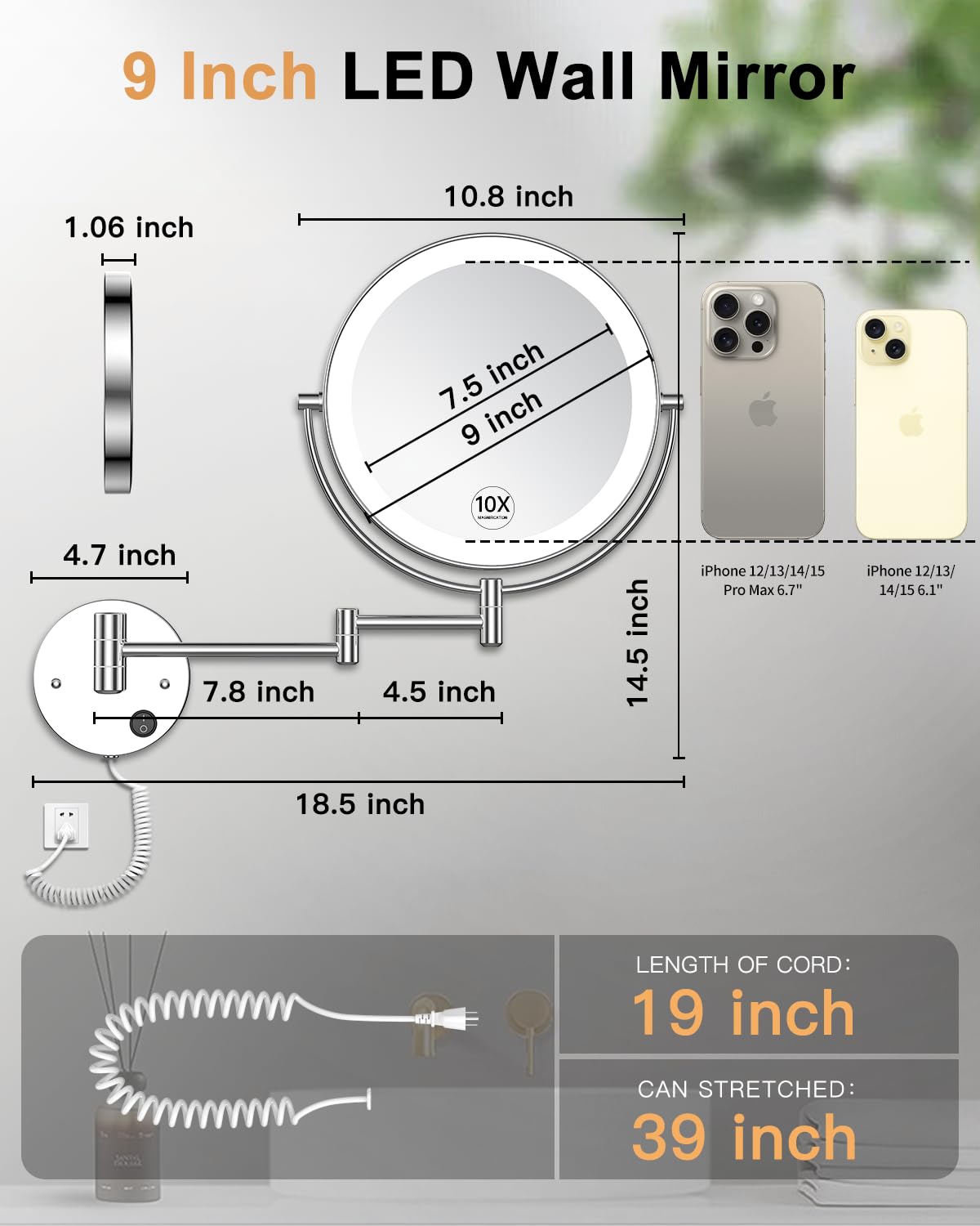 Gospire mirror with three color lighting modes for versatile makeup applications.