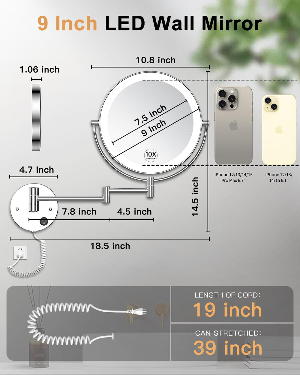 Gospire mirror with three color lighting modes for versatile makeup applications.