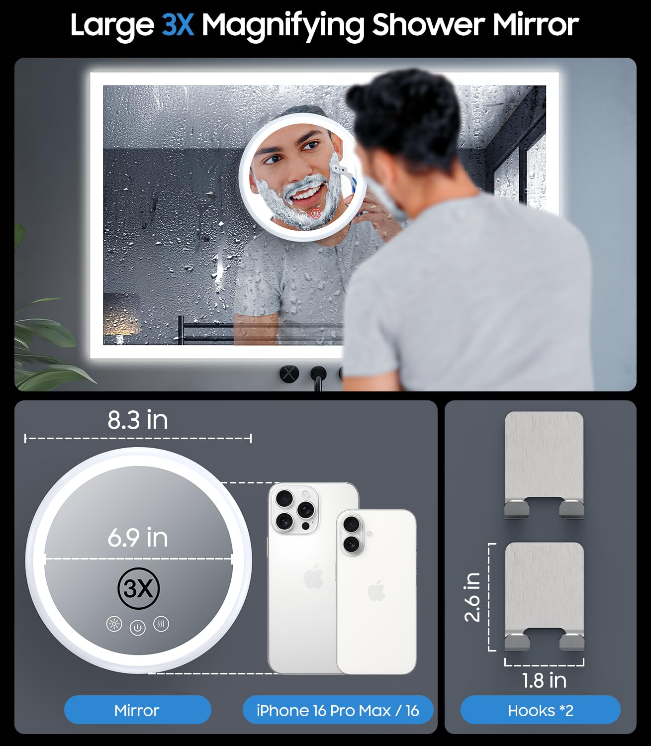 Gospire 3X LED color modes provide accurate lighting for makeup