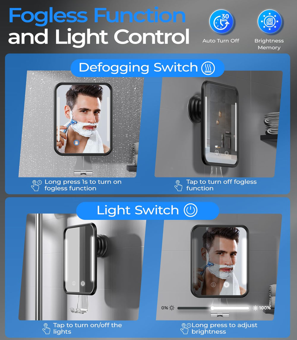 Gospire detachable suction cup secures the mirror without drilling.