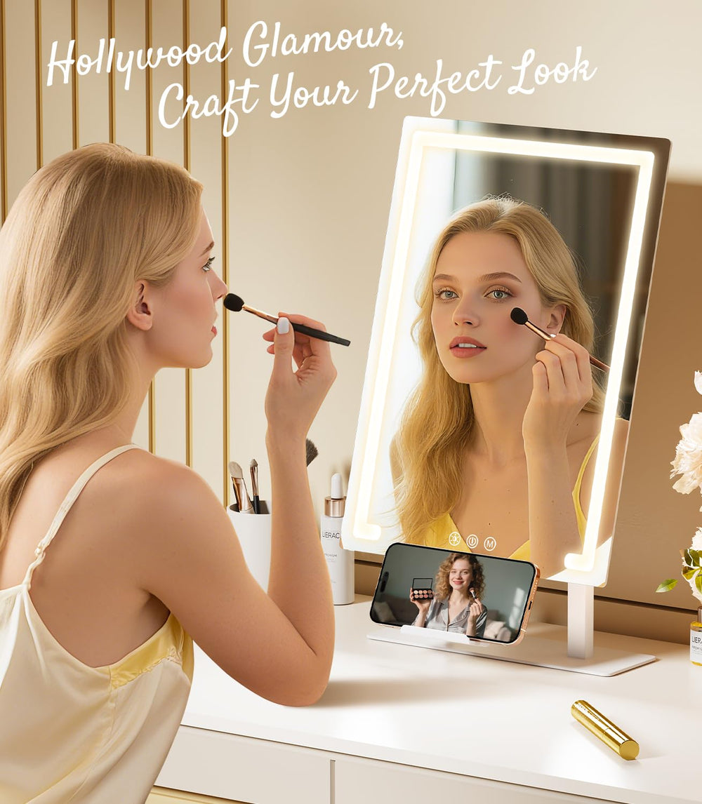 Gospire smart-touch vanity mirror remembers last brightness and mode for a personalized routine.