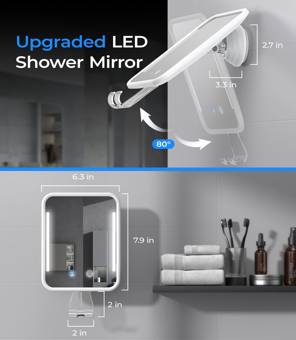 Gospire shower mirror LED light enhances grooming with bright, adjustable illumination.