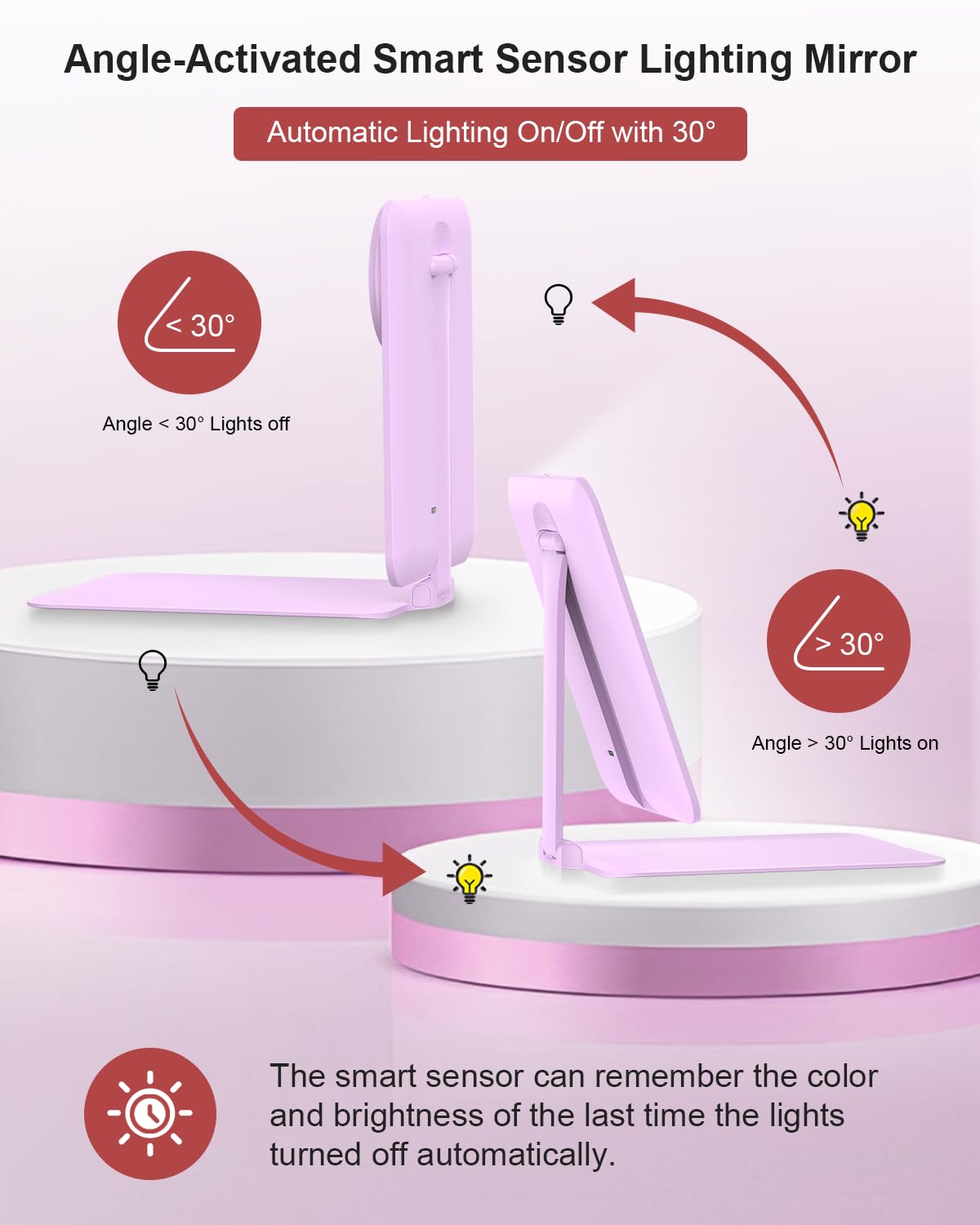 Gospire travel makeup mirror light colors help match lighting for day to night looks.