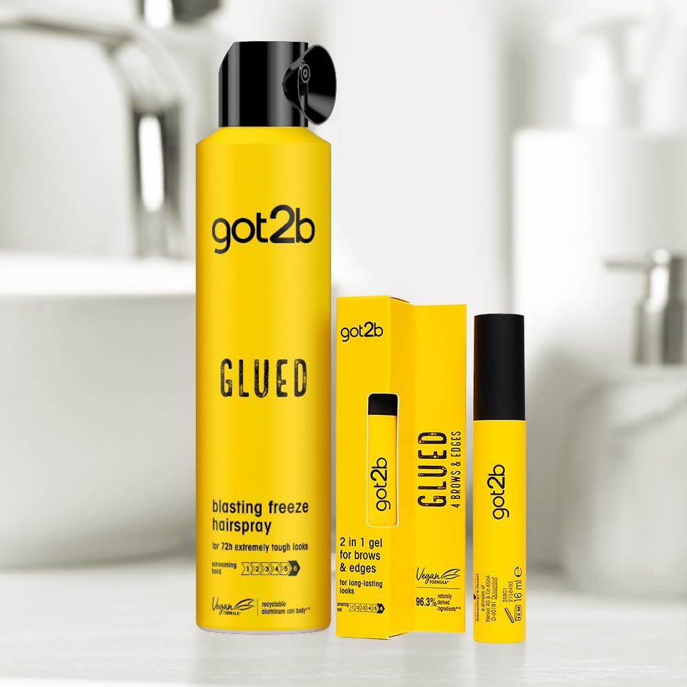Got2B Glued Blasting Freeze Spray hair style focus demonstrates sculpted, enduring looks