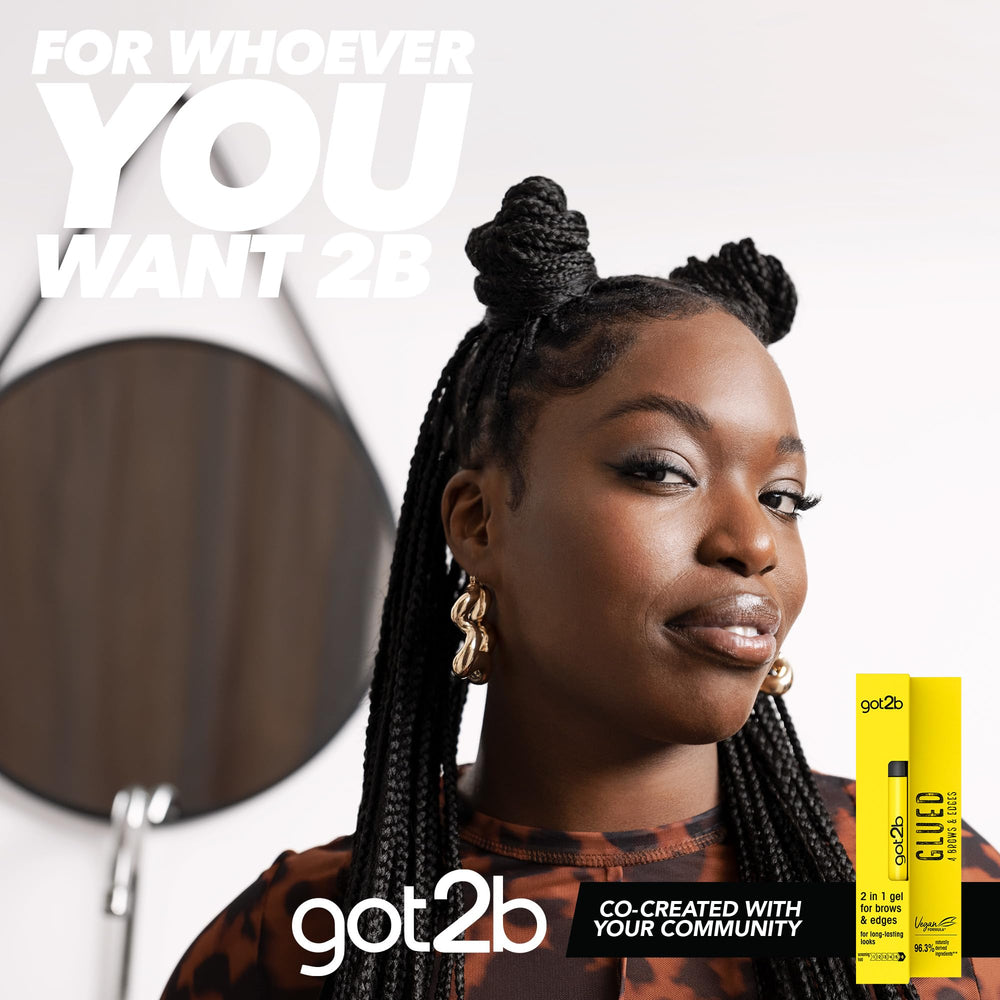 Got2b Glued edge-control close-up for sleek brow definition.