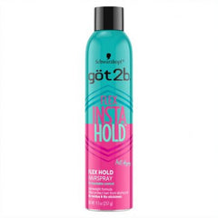 Got2B Insta Hold hair spray bottle shows quick-drying hold for a daytime style.