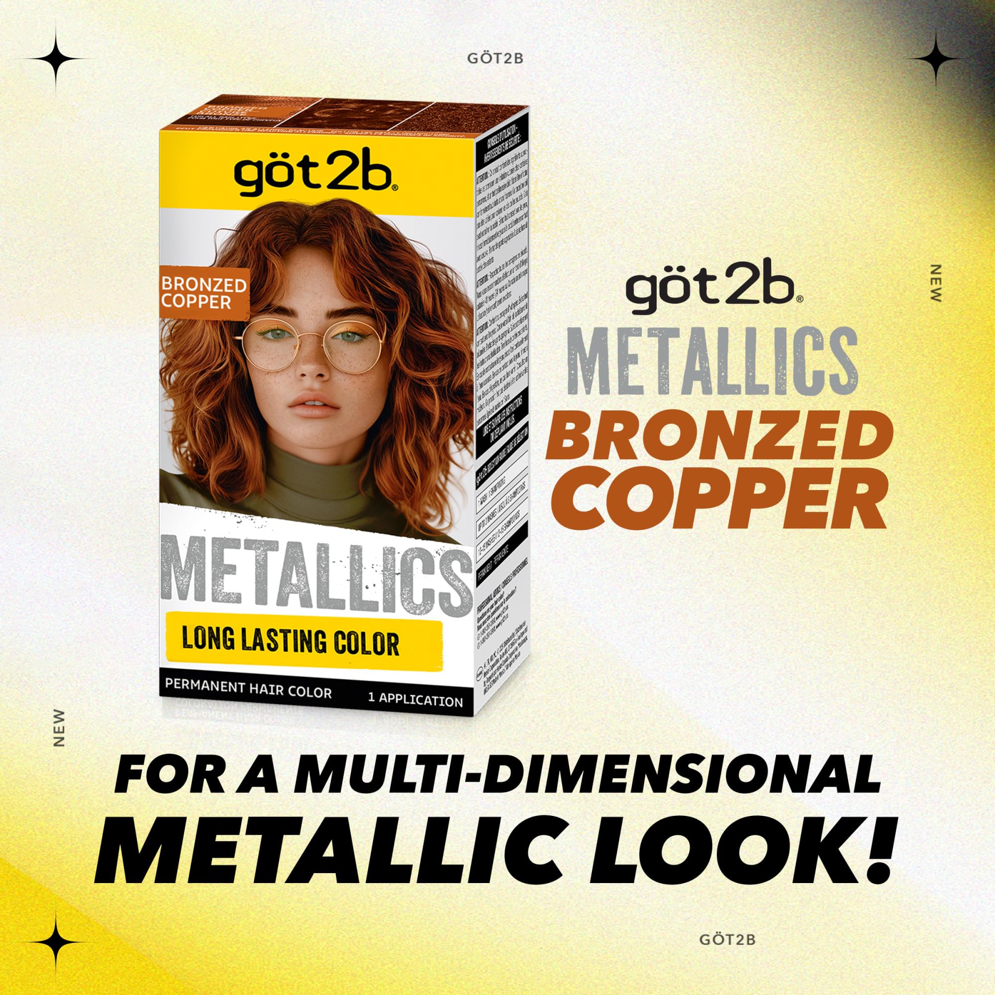 got2b Metallics bronzed-copper color-application demonstrates root-to-tip metallic glow.