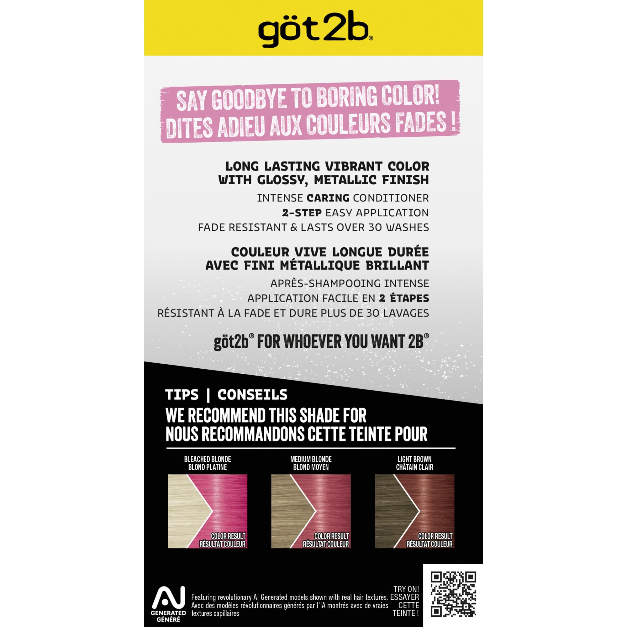 Pigmento permanente de Got2b Metallics Rosa Pasión en caja de color
