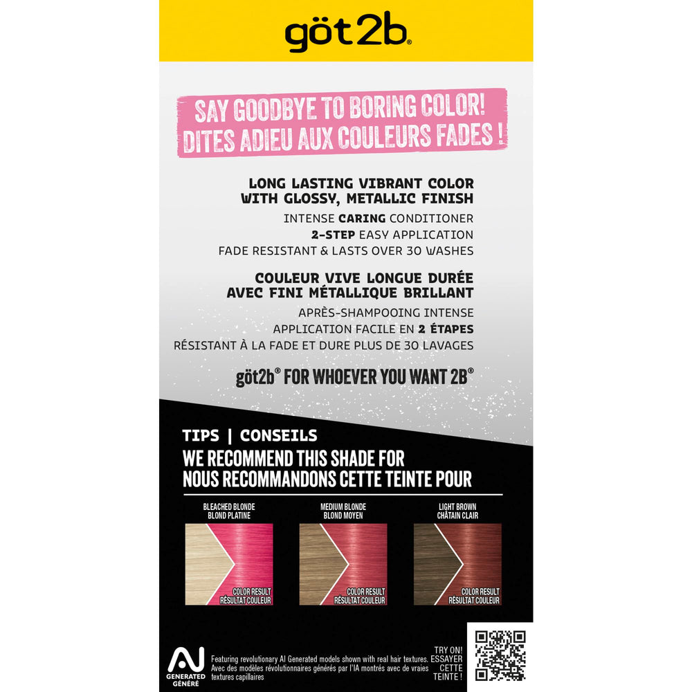 Pigmento permanente de Got2b Metallics Rosa Pasión en caja de color