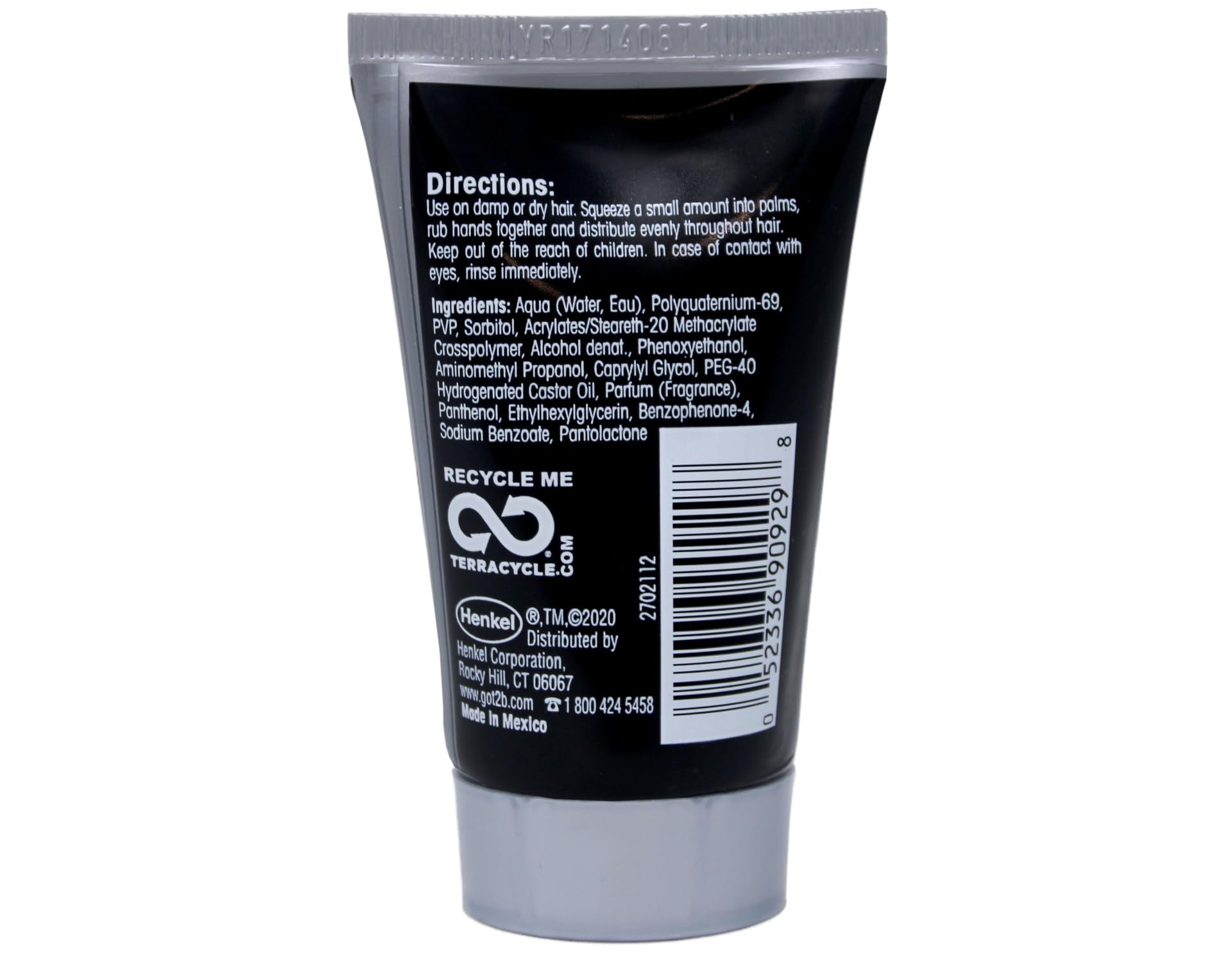 Got2B Ultra Glued Invincible styling gel in hand demonstrates versatile shaping.