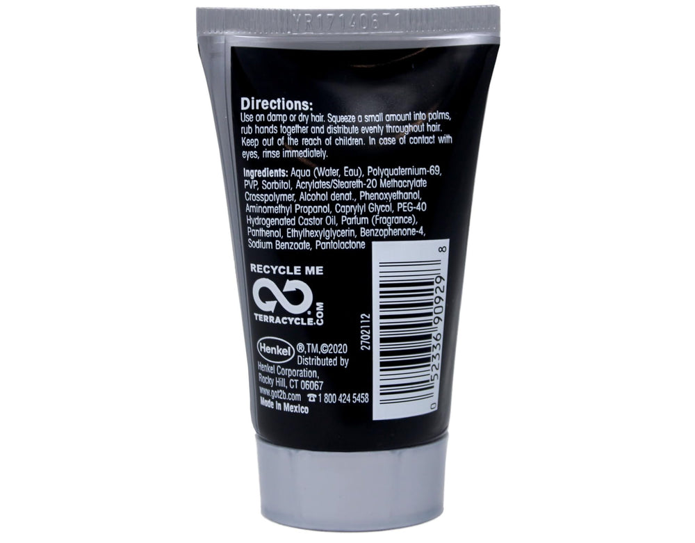 Got2B Ultra Glued Invincible styling gel in hand demonstrates versatile shaping.