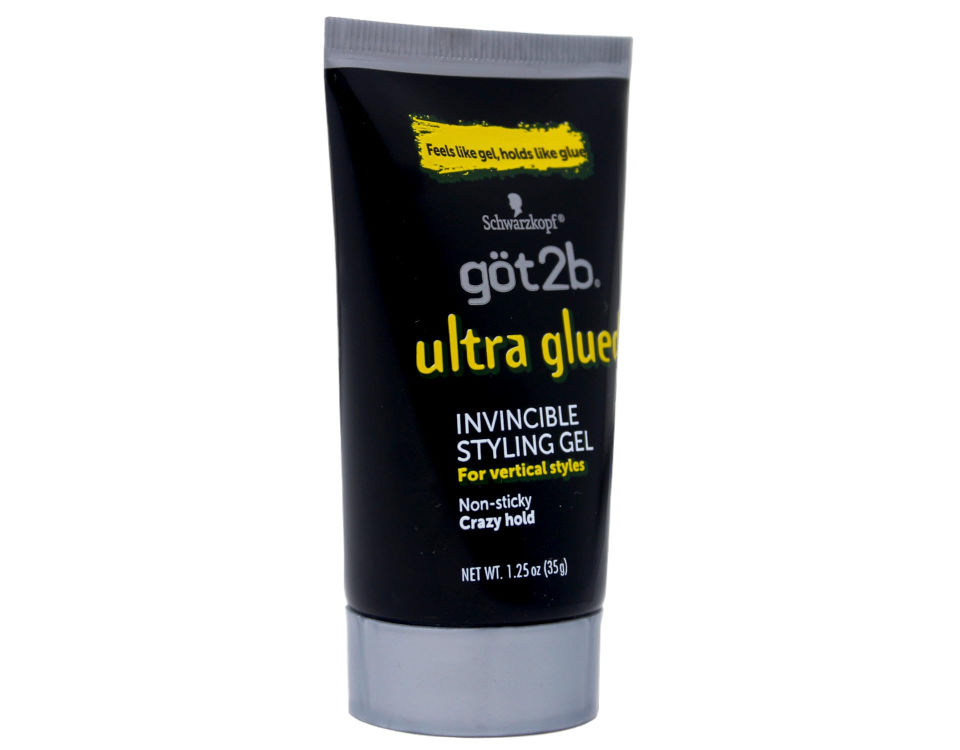 Got2B Ultra Glued Invincible hair styled slick-back shows long-lasting control.