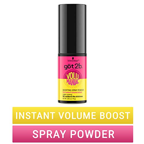 Got2B Volumaniac Spray Powder dispense action boosts volume with mess-free application.