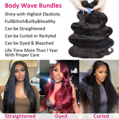 Gotcosy 14A body wave bundles 24in natural color shows versatile styling options.