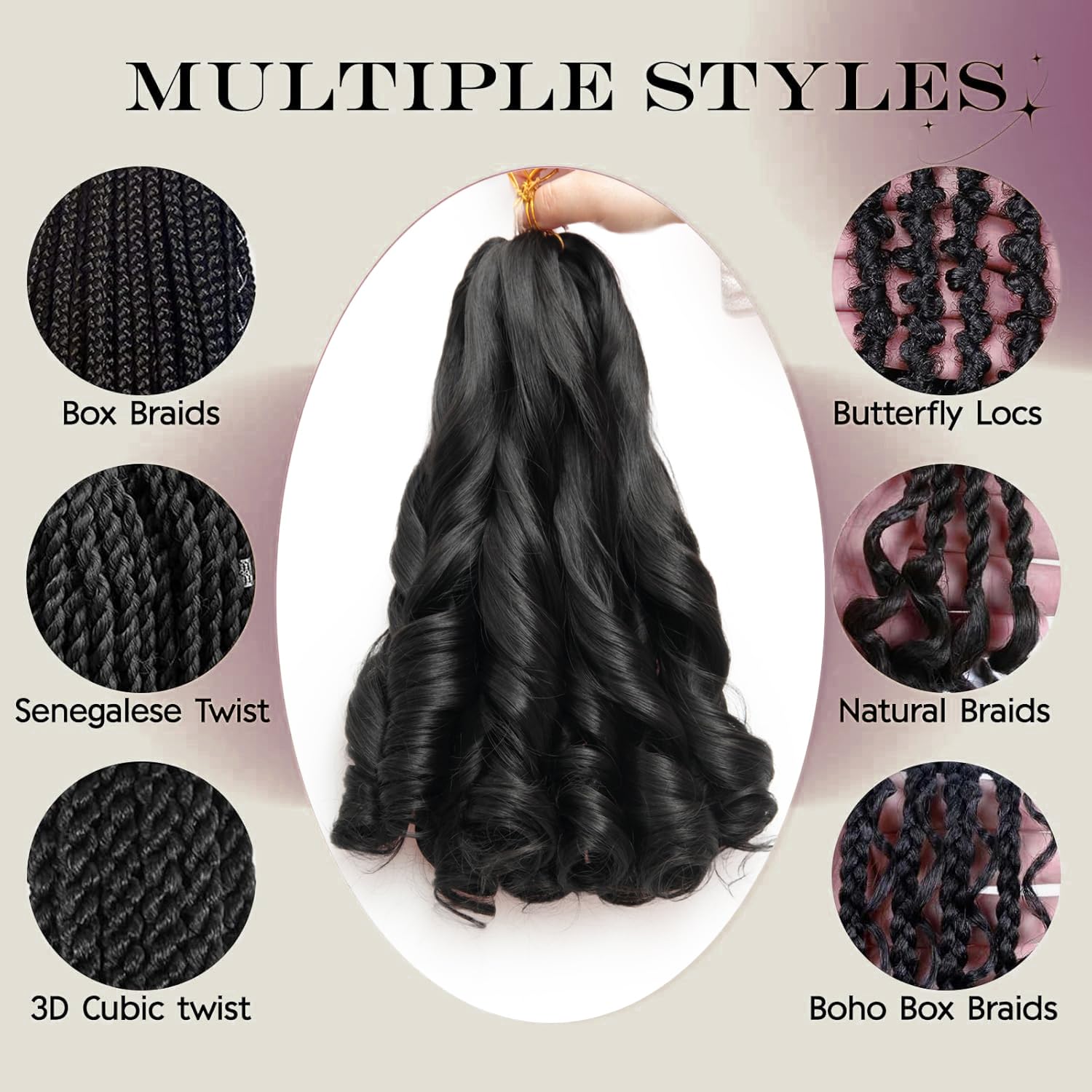 Gotefebe trenzas francesas en negro natural para acabado auténtico