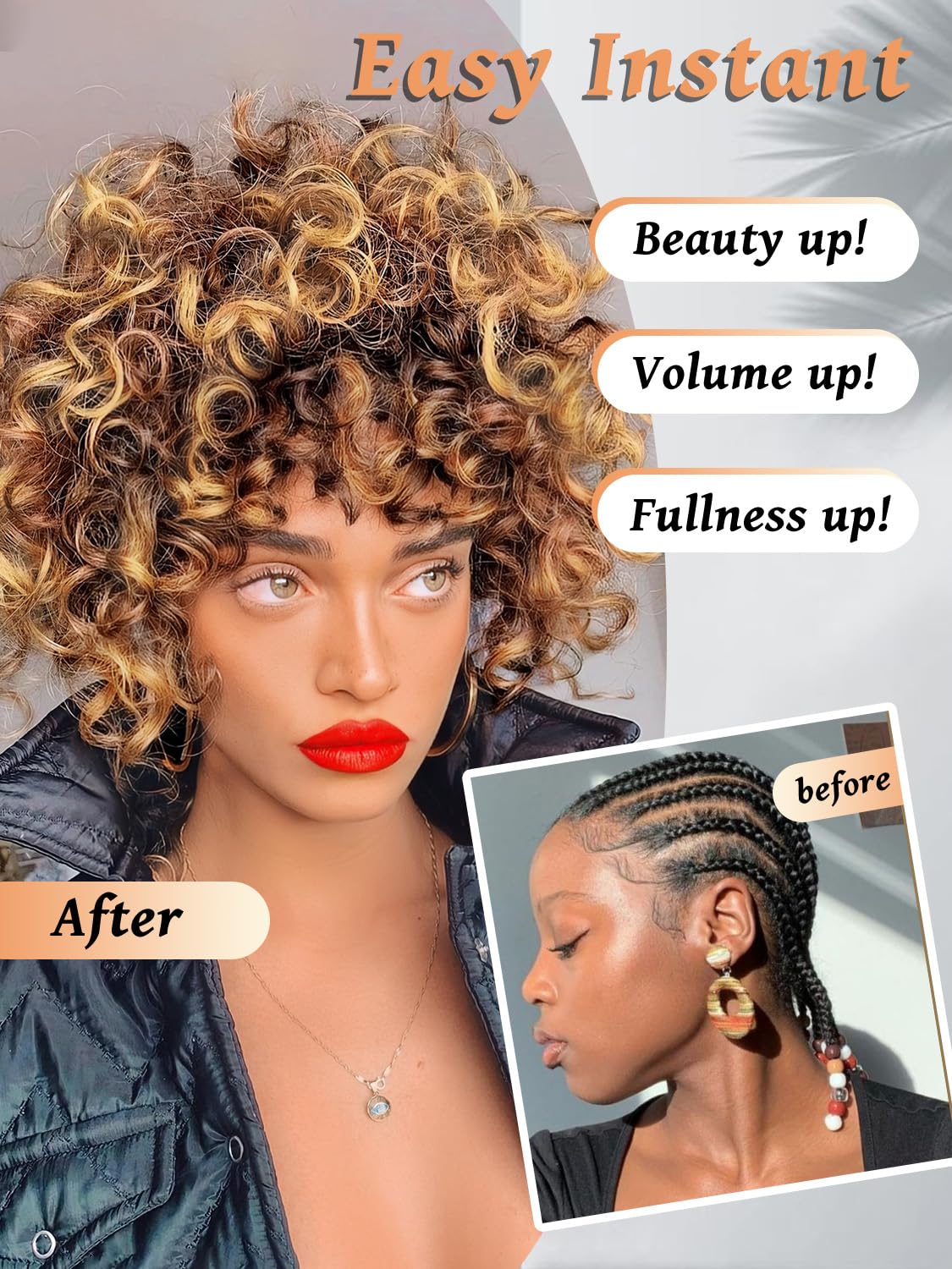 GOWIT Gogo Curl 8inch curl detail highlights bouncy, soft texture.