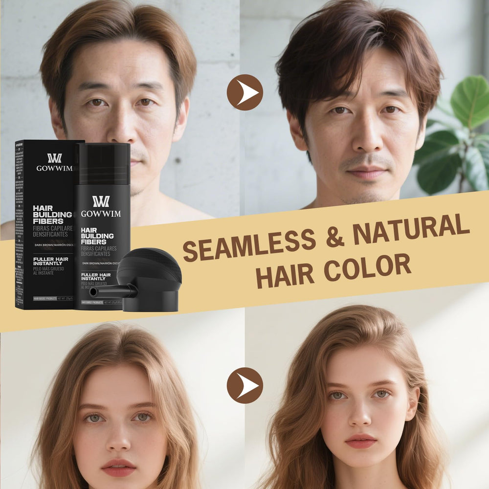 gowwim bald-spot coverage demo reveals natural blend with existing hair.
